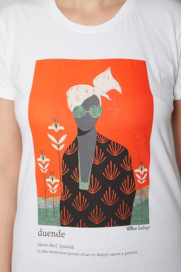 White Cotton Lycra T-Shirt by TUNA ACTIVE at Pernia's Pop Up Shop