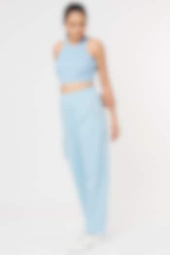 Light Blue Cotton Crop Top by TUNA ACTIVE