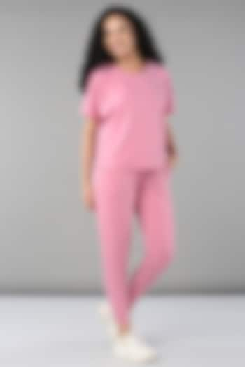 Light Pink Cotton & Modal Lycra Co-Ord Set by TUNA ACTIVE at Pernia's Pop Up Shop