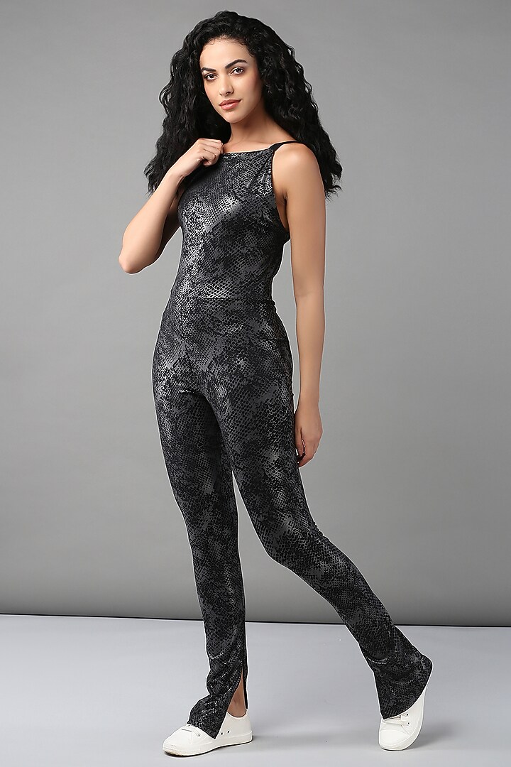 Black Poly Blend Jumpsuit by TUNA ACTIVE at Pernia's Pop Up Shop