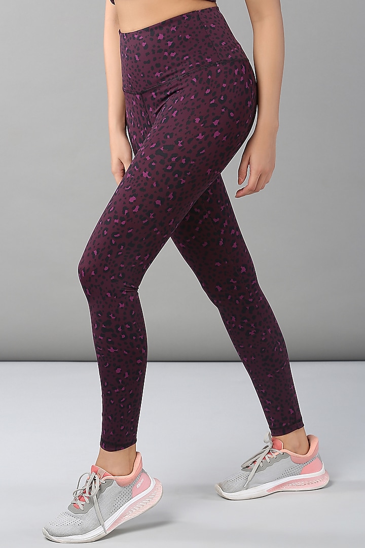 Dark Purple Polyblend Animal Printed Co-Ord Set by TUNA ACTIVE at Pernia's Pop Up Shop