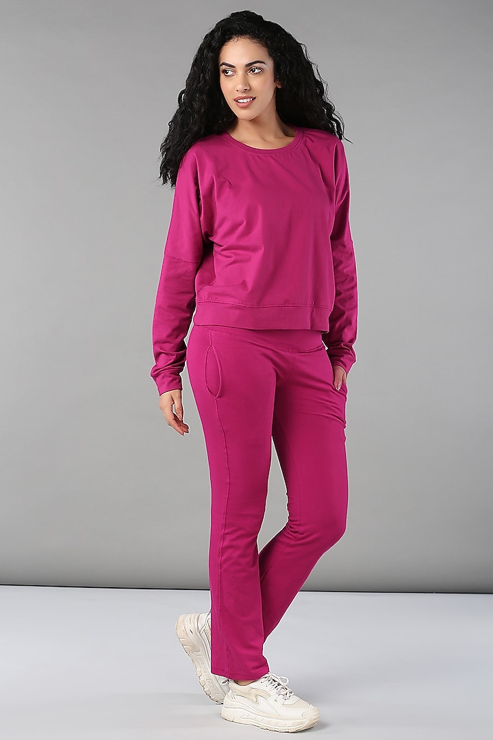 Deep Pink Cotton Lycra Co-Ord Set by TUNA ACTIVE at Pernia's Pop Up Shop