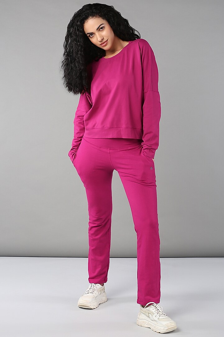 Deep Pink Cotton Lycra Co-Ord Set by TUNA ACTIVE at Pernia's Pop Up Shop