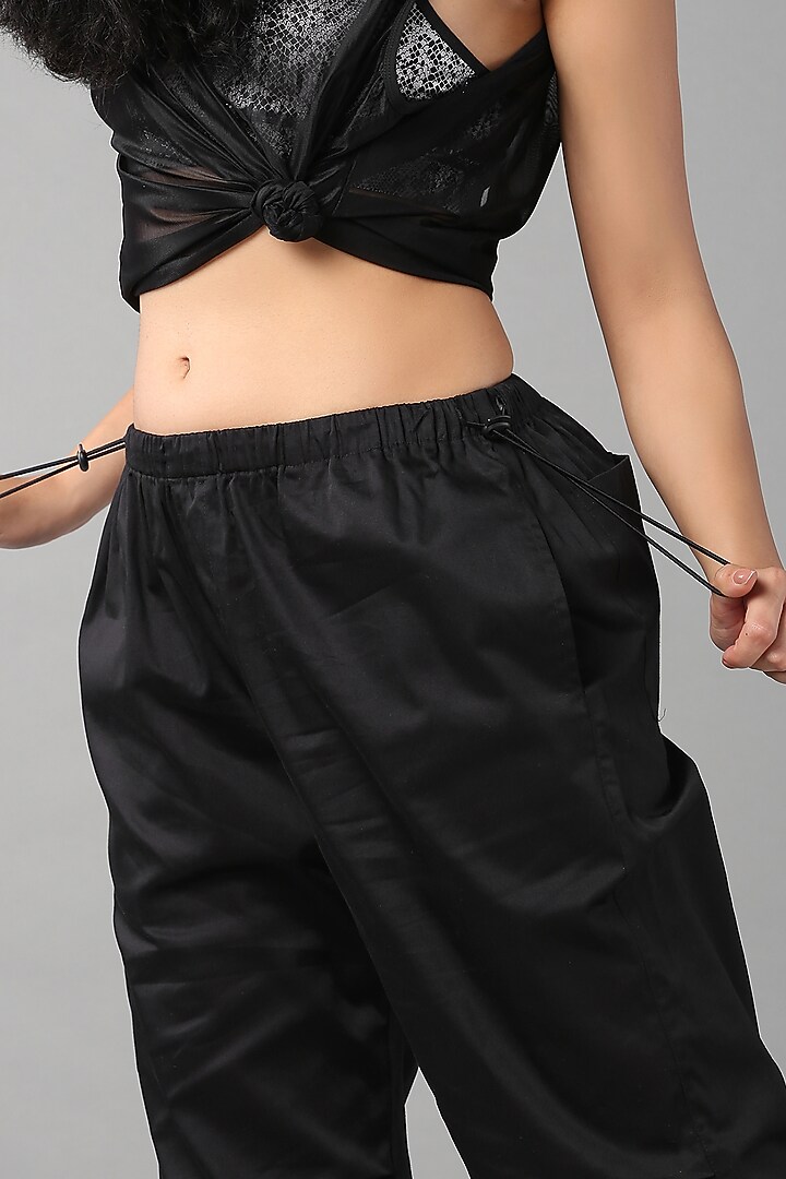 Black Cotton Parachute Pants by TUNA ACTIVE at Pernia's Pop Up Shop