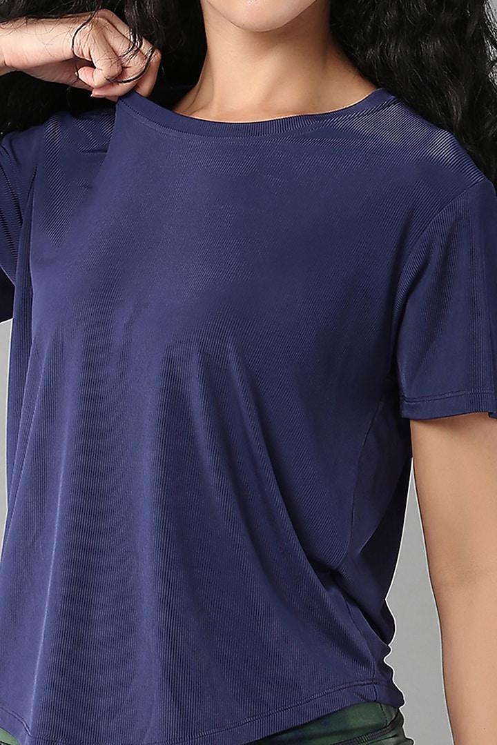 Dark Blue Poly Blend T-Shirt by TUNA ACTIVE at Pernia's Pop Up Shop