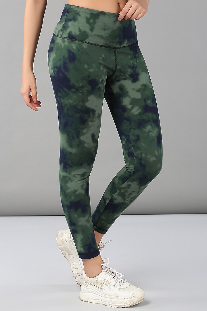 Blue & Green Polyblend Tie-Dye Printed Co-Ord Set by TUNA ACTIVE at Pernia's Pop Up Shop