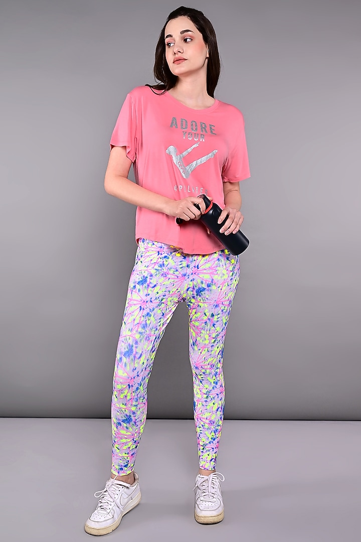Peach Pink Cotton Modal Printed T-Shirt by TUNA ACTIVE at Pernia's Pop Up Shop