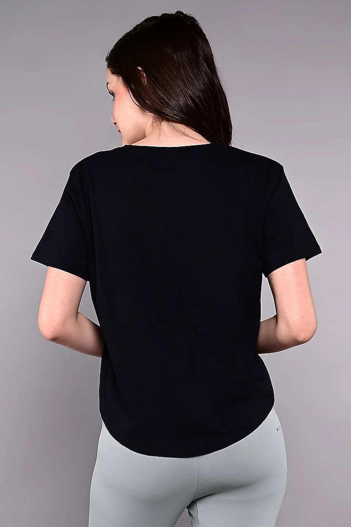 Black Pink Cotton Modal Printed T-Shirt by TUNA ACTIVE at Pernia's Pop Up Shop
