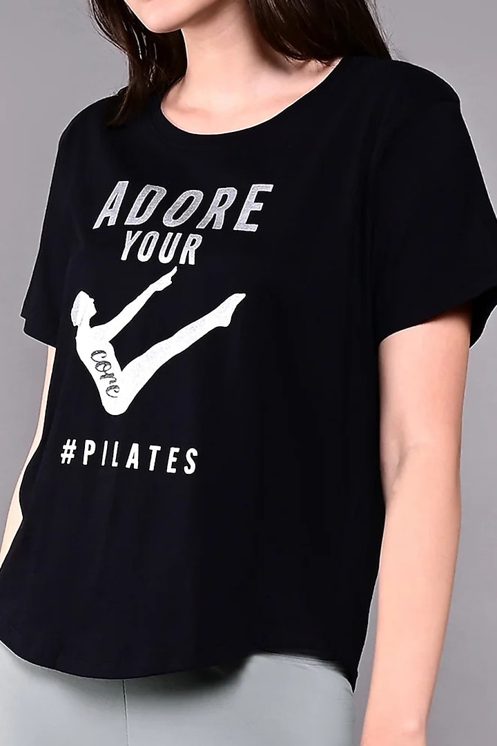 Black Pink Cotton Modal Printed T-Shirt by TUNA ACTIVE at Pernia's Pop Up Shop