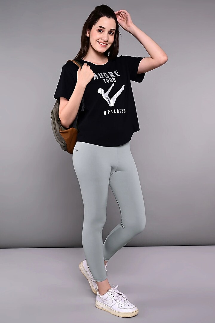 Black Pink Cotton Modal Printed T-Shirt by TUNA ACTIVE at Pernia's Pop Up Shop