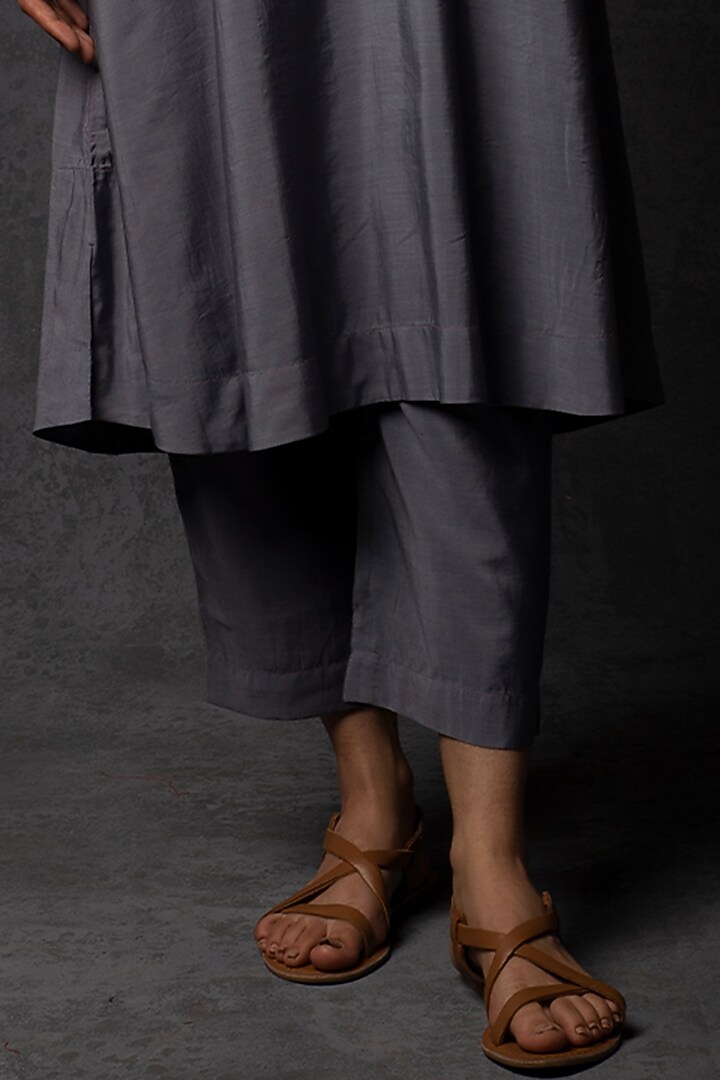 Petrol Blue Chanderi Patchwork Embroidered Kurta Set by Tulsi at Pernia's Pop Up Shop