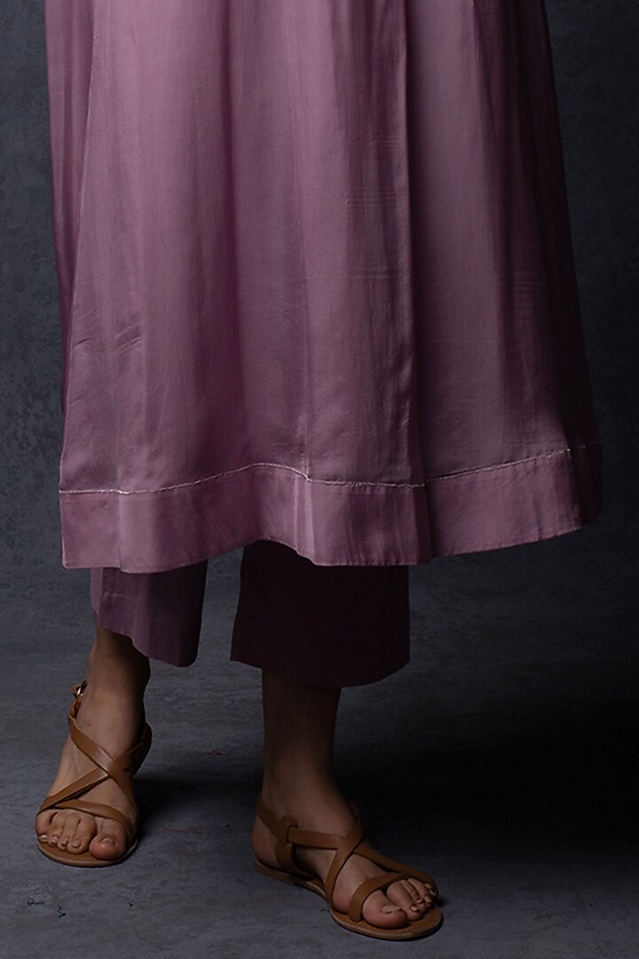 Lavender Silk Embellished A-Line Kurta Set by Tulsi at Pernia's Pop Up Shop