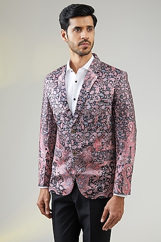 Black Velvet Digital Printed Blazer by TushPosh