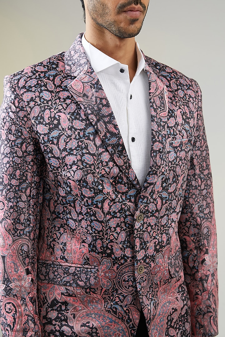 Black Velvet Digital Printed Blazer by TushPosh at Pernia's Pop Up Shop