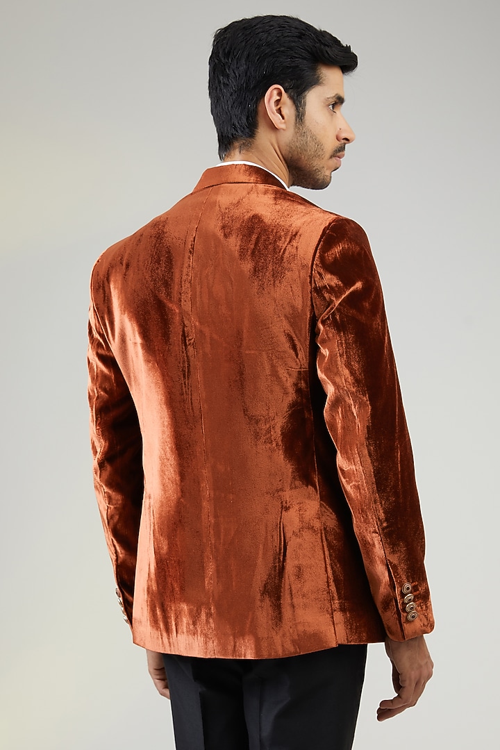 Rust Velvet Blazer by TushPosh at Pernia's Pop Up Shop