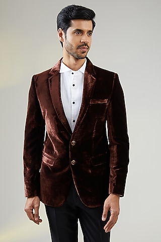 Brown Velvet Blazer by TushPosh