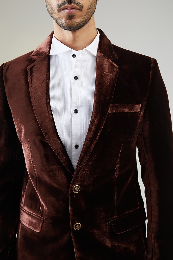 Brown Velvet Blazer by TushPosh at Pernia's Pop Up Shop