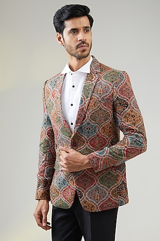 Multi-Colored Polyester Blazer by TushPosh