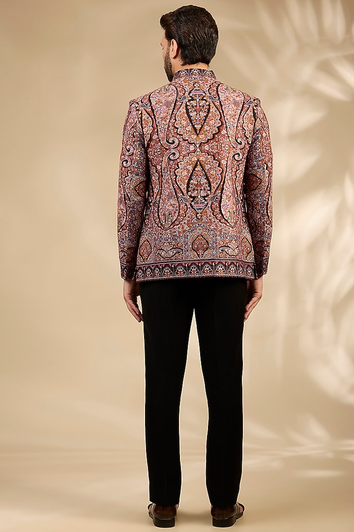 Multi-Colored Viscose Thread Embroidered Wedding Bandhgala Set by TushPosh at Pernia's Pop Up Shop