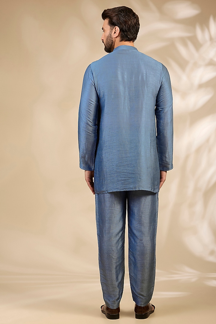 Grey Viscose Embroidered Wedding Bandhgala Set by TushPosh at Pernia's Pop Up Shop