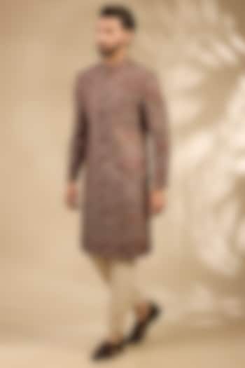 Beige Viscose Wedding Sherwani Set by TushPosh at Pernia's Pop Up Shop