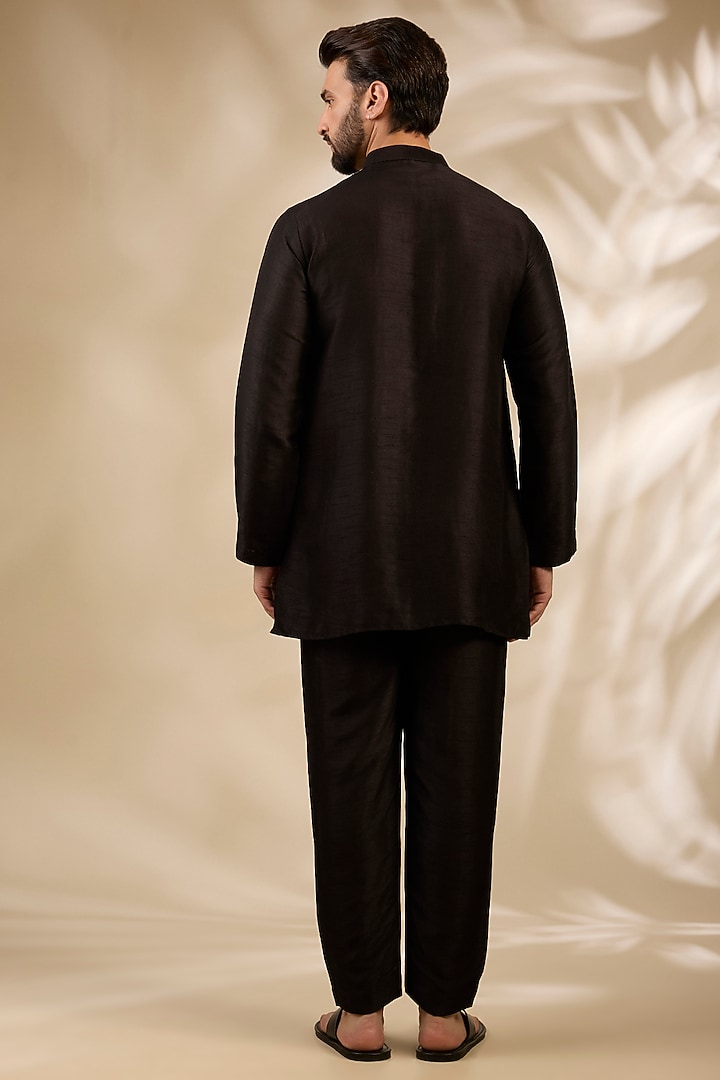 Black Viscose Kurta Set by TushPosh at Pernia's Pop Up Shop