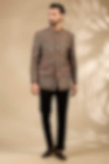 Black Viscose Bandhgala Set by TushPosh at Pernia's Pop Up Shop