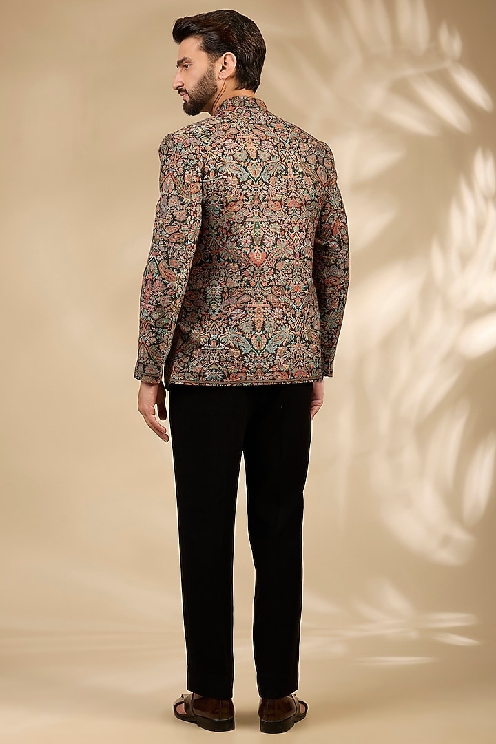 Black Viscose Bandhgala Set by TushPosh at Pernia's Pop Up Shop