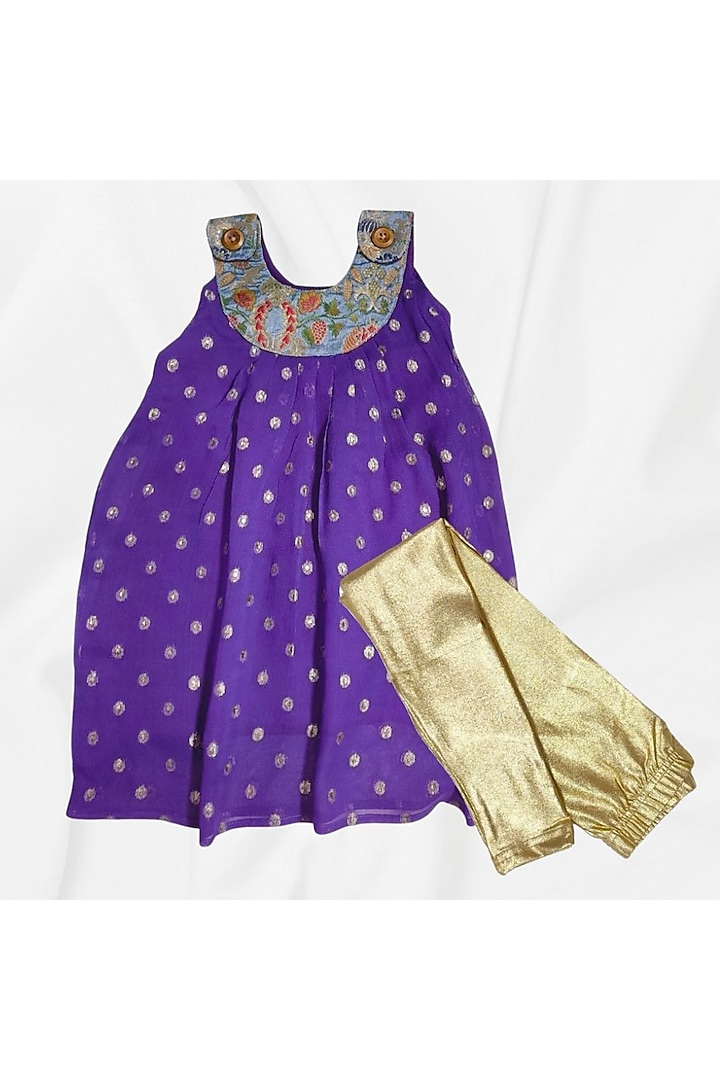 Purple Georgette Embroidered Kurta Set For Girls by Tura Turi at Pernia's Pop Up Shop