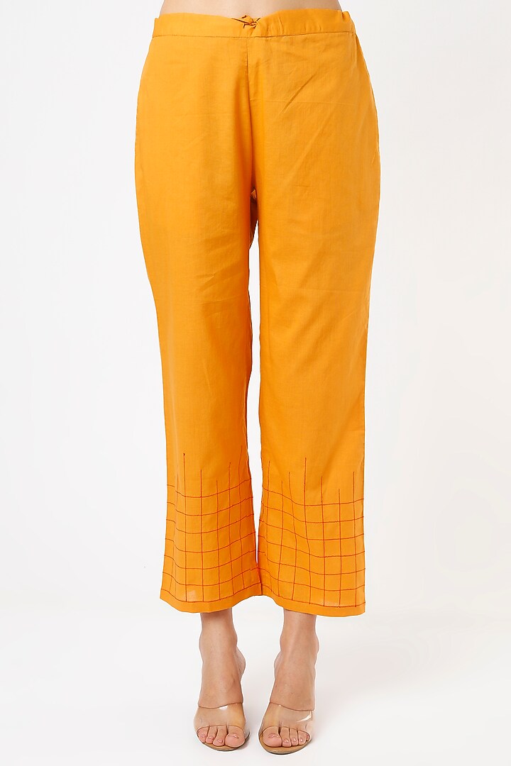 Mustard Embroidered Kurta Set by Turaja at Pernia's Pop Up Shop