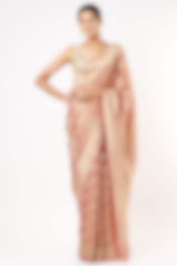 Dusty Rose Pure Georgette Saree by Turaja