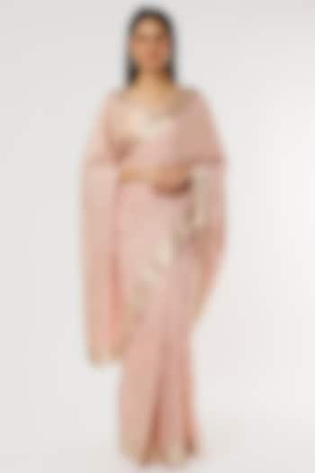 Pastel Pink Pure Crepe Saree by Turaja at Pernia's Pop Up Shop