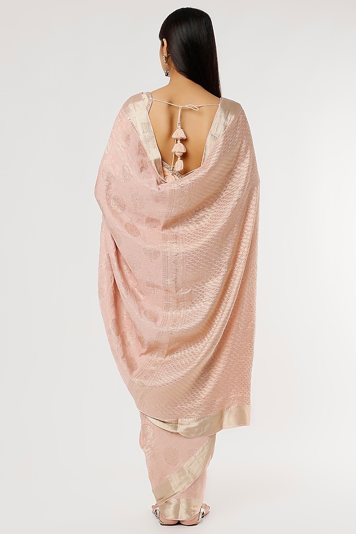 Pastel Pink Pure Crepe Party Wear Saree by Turaja at Pernia's Pop Up Shop
