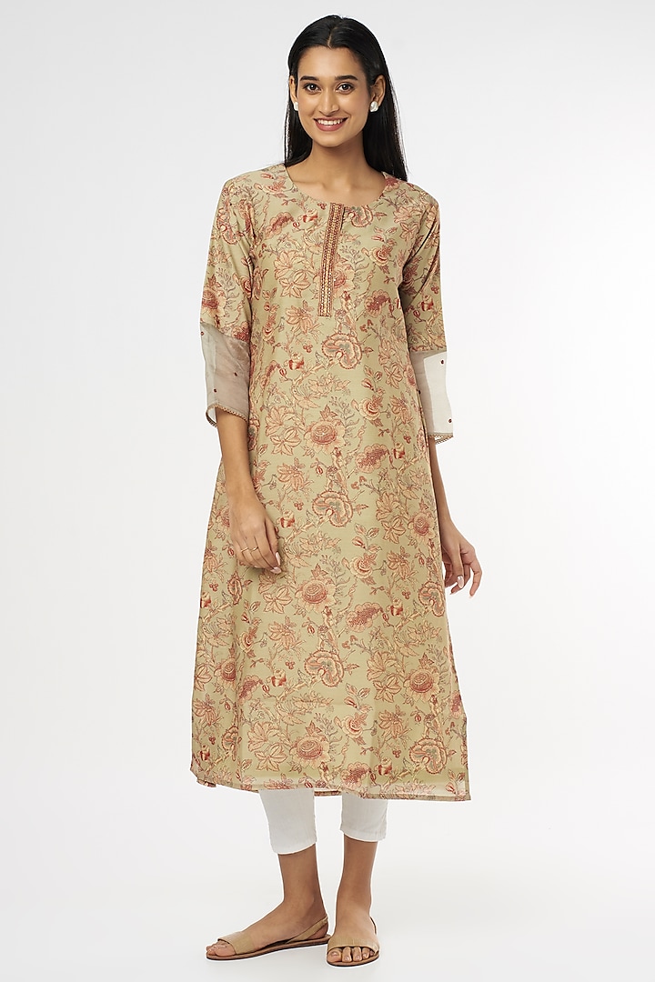 Pastel Green Embroidered & Printed Kurta by Turaja at Pernia's Pop Up Shop