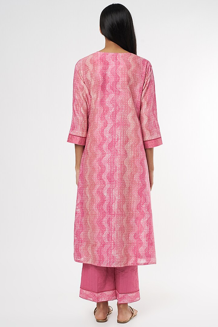 Pink Printed Kurta Set by Turaja at Pernia's Pop Up Shop