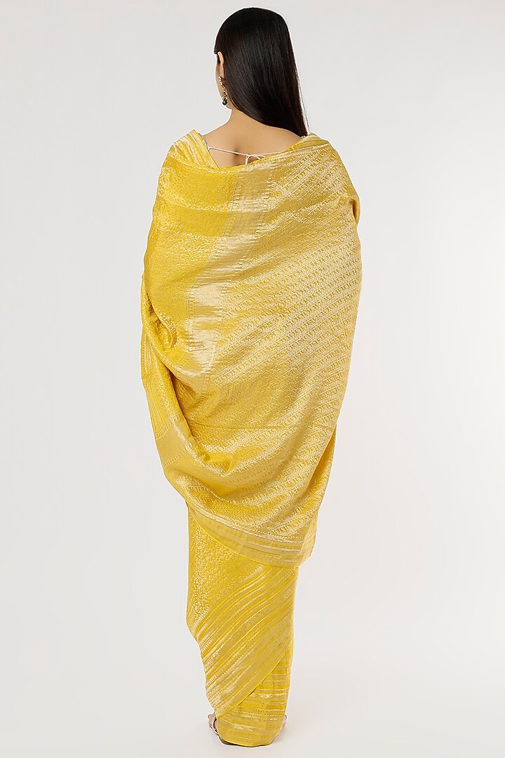 Yellow Pure Crepe Party Wear Saree by Turaja at Pernia's Pop Up Shop