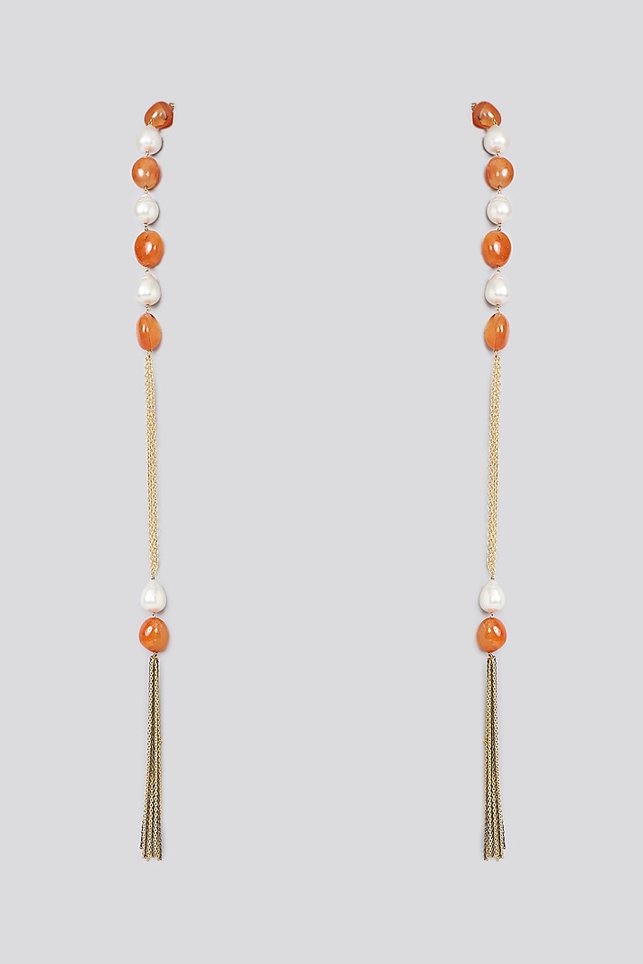 Two-Tone Finish Semi-Precious Stone & Baroque Pearl Necklace by Turquoise Jewels at Pernia's Pop Up Shop