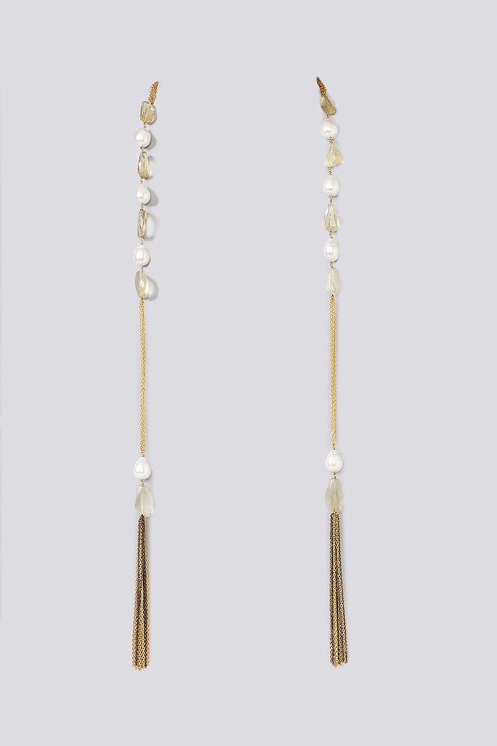 Two-Tone Finish Semi-Precious Stone & Baroque Pearl Necklace by Turquoise Jewels at Pernia's Pop Up Shop