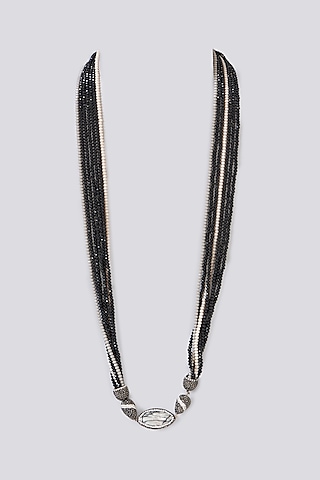 Two-Tone Finish Semi-Precious Stone & Beaded Necklace by Turquoise Jewels
