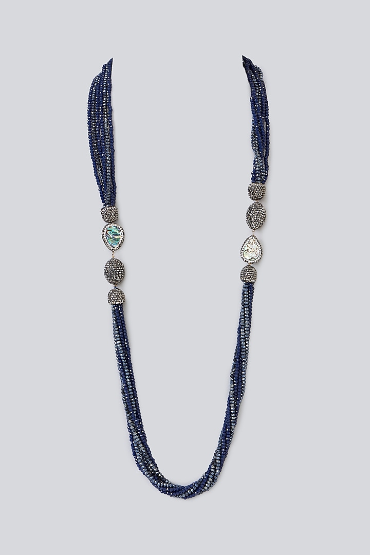 Two-Tone Finish Semi-Precious Stone & Beaded Necklace by Turquoise Jewels at Pernia's Pop Up Shop