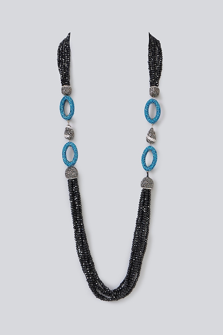 Two-Tone Finish Semi-Precious Stone & Beaded Necklace by Turquoise Jewels at Pernia's Pop Up Shop