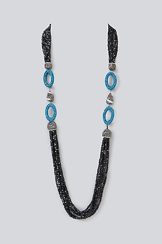 Two-Tone Finish Semi-Precious Stone & Beaded Necklace by Turquoise Jewels