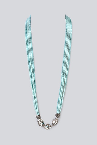Two-Tone Finish Semi-Precious Stone & Beaded Necklace by Turquoise Jewels