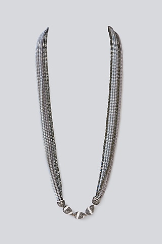 Two-Tone Finish Semi-Precious Stone & Beaded Necklace by Turquoise Jewels