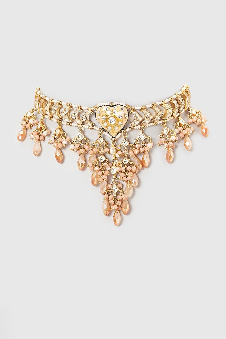 Gold Plated Semi-Precious Stone Meenakari Necklace by Turquoise Jewels at Pernia's Pop Up Shop