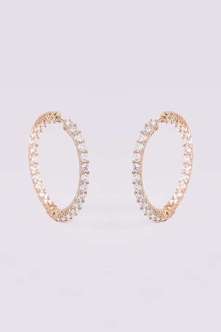 Gold Finish Zircon Hoop Earrings by Turquoise Jewels at Pernia's Pop Up Shop