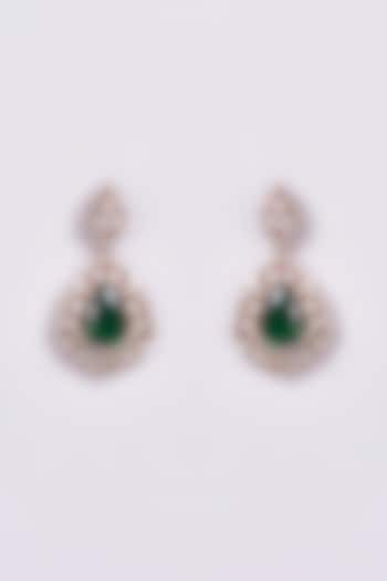 Rose Gold Finish Zircon & Semi-Precious Stone Dangler Earrings by Turquoise Jewels at Pernia's Pop Up Shop