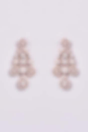 Rose Gold Finish Zircon Dangler Earrings by Turquoise Jewels at Pernia's Pop Up Shop