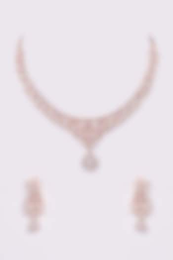 Rose Gold Finish Zircon Necklace Set by Turquoise Jewels at Pernia's Pop Up Shop