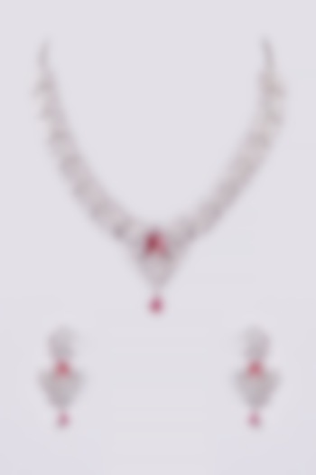 White Finish Zircon & Semi-Precious Stone Necklace Set by Turquoise Jewels at Pernia's Pop Up Shop